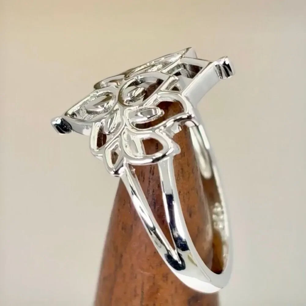 Sterling Silver Lotus Flower Ring New - Picture 6 of 7